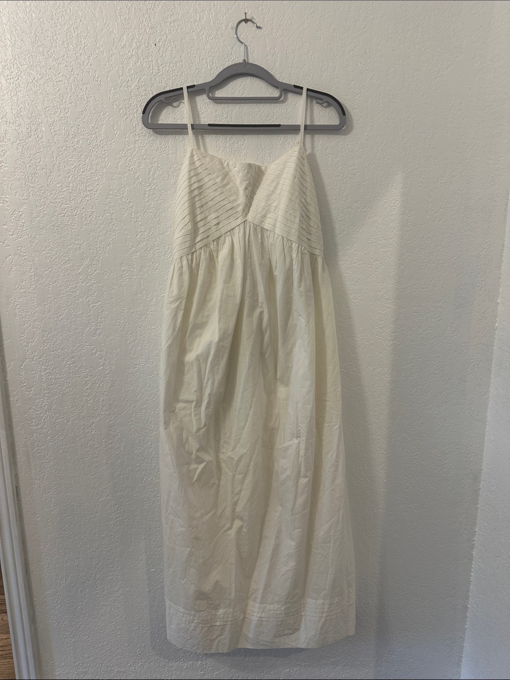 Cleobella Davina Ivory Pleated V-Neck Maxi Dress